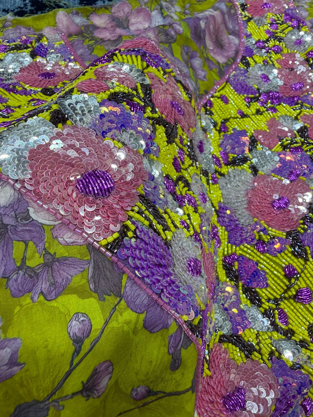 Mukhawar Fabric – Hand Beaded Neck & Sleeves (Unstitched)