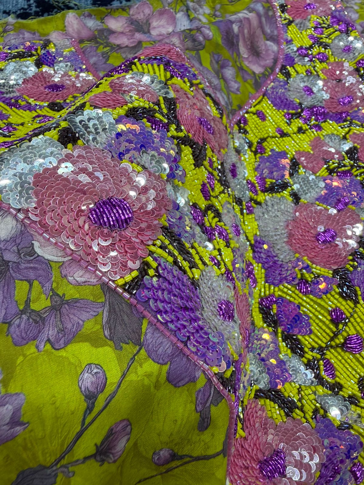 Mukhawar Fabric – Hand Beaded Neck & Sleeves (Unstitched)