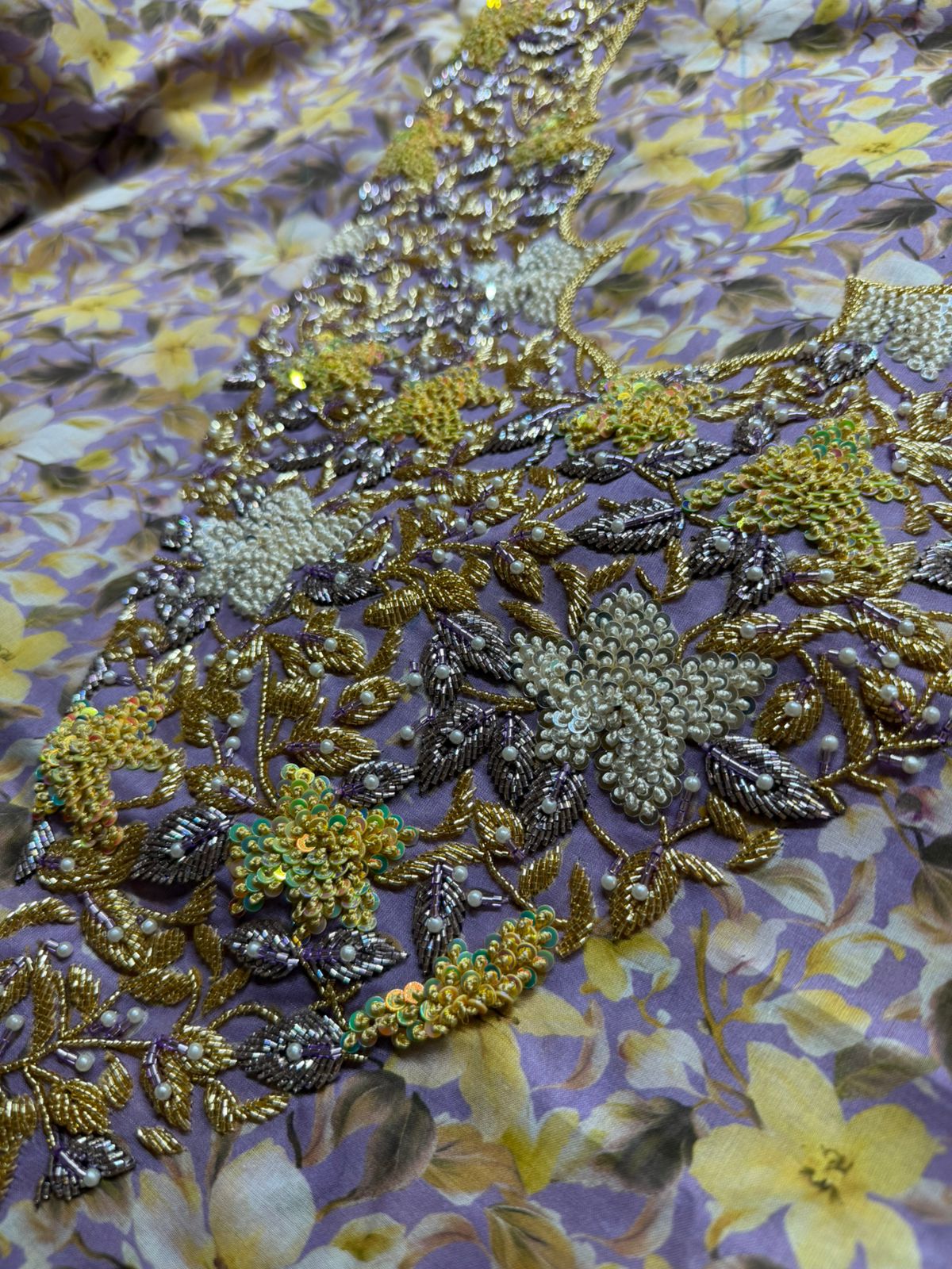 Mukhawar – Hand Beaded Neck & Sleeves (Unstitched)
