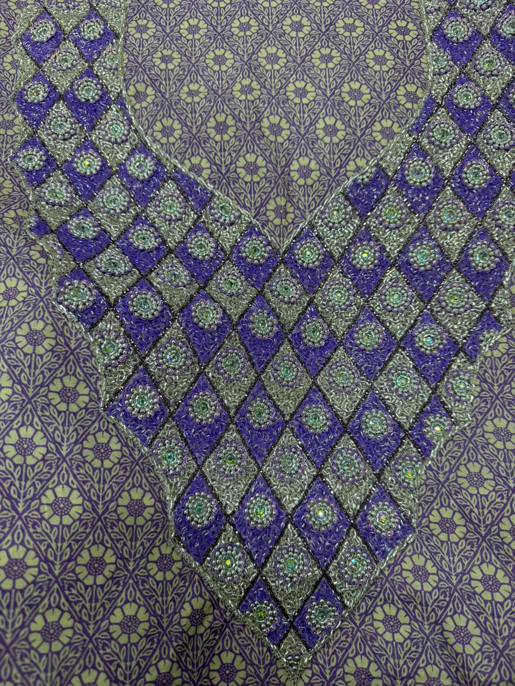 Unstitched Mukhawar – Beaded Neck & Sleeve