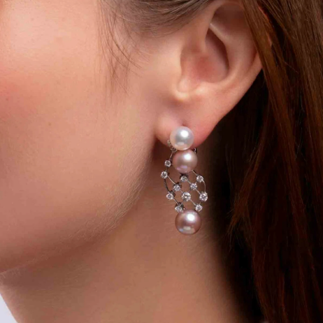أقراط لؤلؤ متدلية بالزركون | Pearl & Zircon Drop Earrings