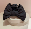 Elegant Coffee Black Satin Bow Fabric Hair Clip Claw