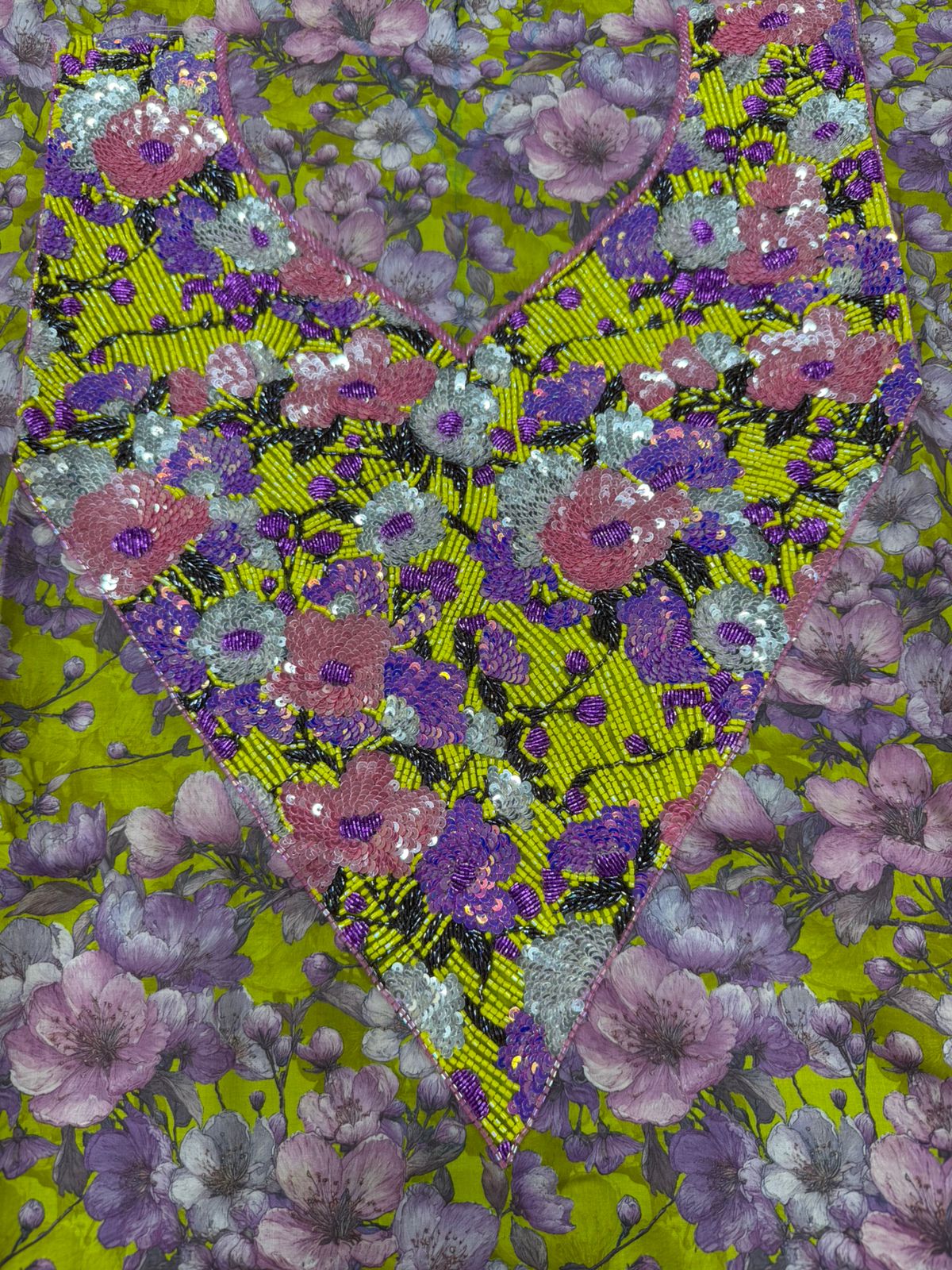 Mukhawar Fabric – Hand Beaded Neck & Sleeves (Unstitched)